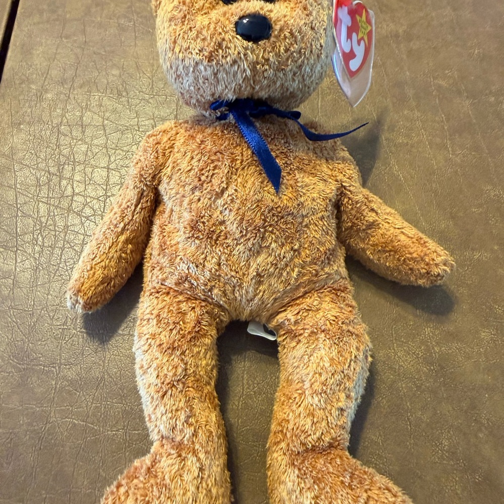 NWT TY Brown Teddy Bear Plush “Fuzz” Beanie Baby